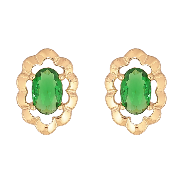 Серьги Xuping цвет Позолота 14K пусеты Узор с зелеными кристаллами фото №23 Серьги Xuping цвет Позолота 14K пусеты Узор с зелеными кристаллами фото №23