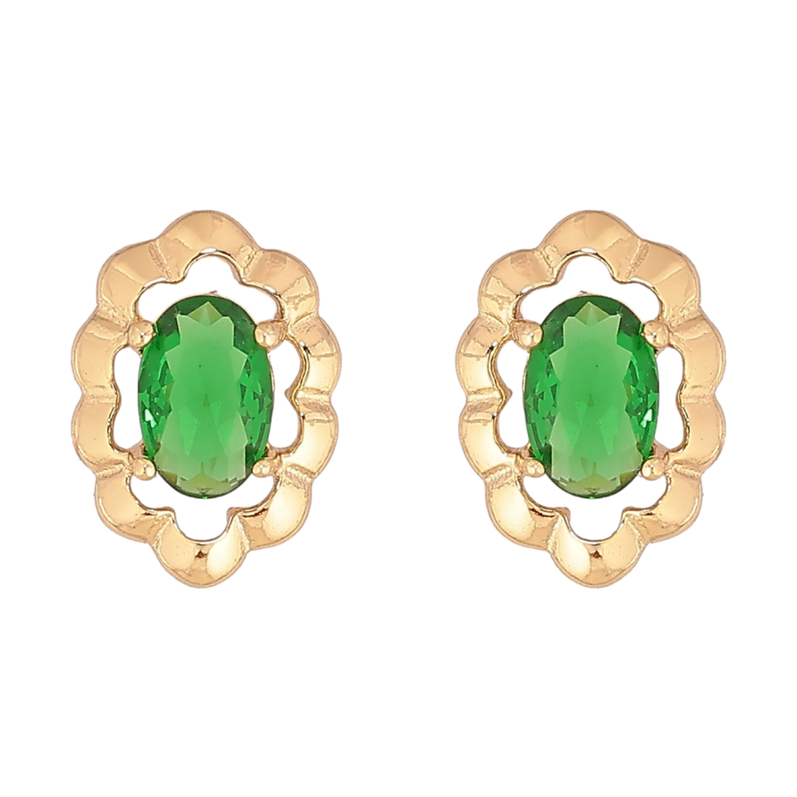 Серьги Xuping цвет Позолота 14K пусеты Узор с зелеными кристаллами фото №1 Серьги Xuping цвет Позолота 14K пусеты Узор с зелеными кристаллами фото №1