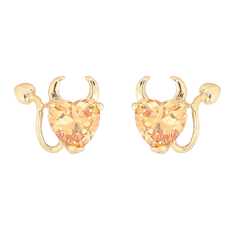 Сережки Xuping колір Позолота 14K пусети Кристальні чортенята фото №1