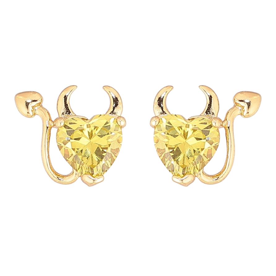 Серьги Xuping цвет Позолота 14K пусеты Кристальные чертята фото №1