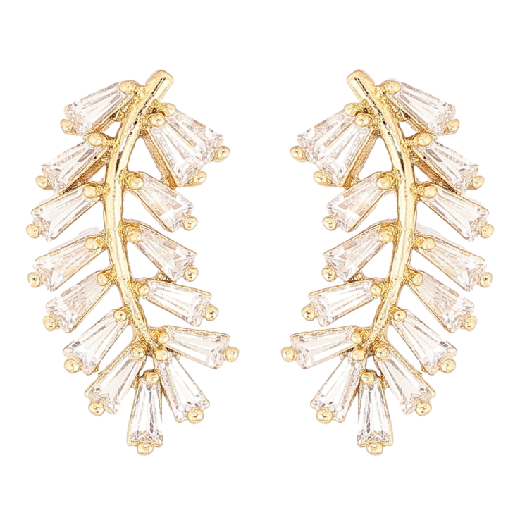 Серьги Xuping цвет Позолота 14K пусеты Кристальные веточки фото №4