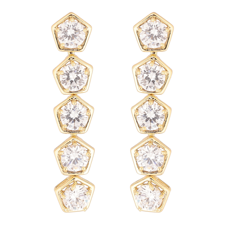 Серьги Xuping цвет Позолота 14K пусеты Кристальныеи подвески фото №1