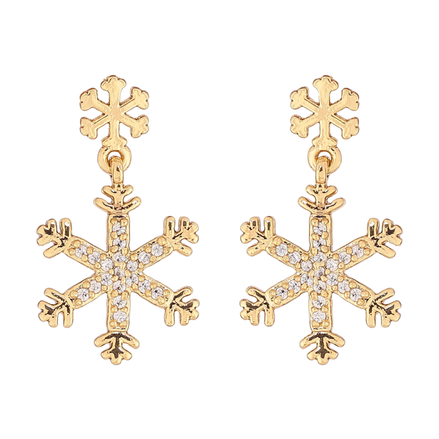 Серьги Xuping цвет Позолота 14K пусеты Снежинки фото №1