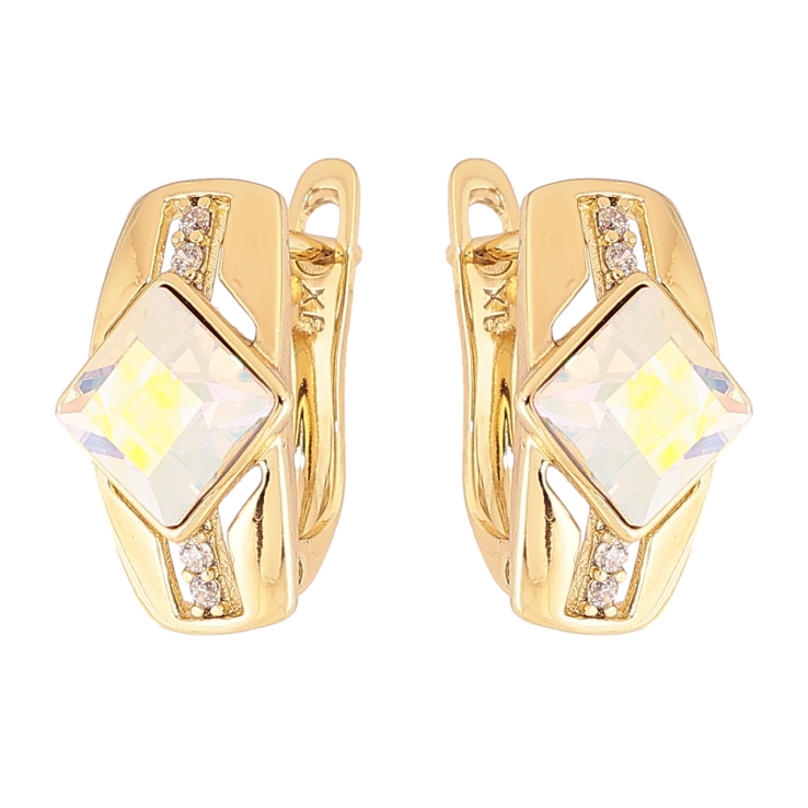 Серьги Xuping цвет Позолота 14K английский замок Узор с радужными кристаллами фото №21 Серьги Xuping цвет Позолота 14K английский замок Узор с радужными кристаллами фото №21