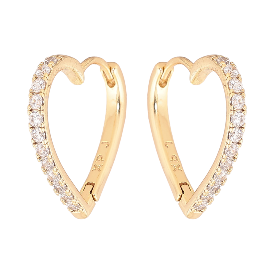 Сережки Xuping колір Позолота 14K колечка Сердечки з кристалами фото №1