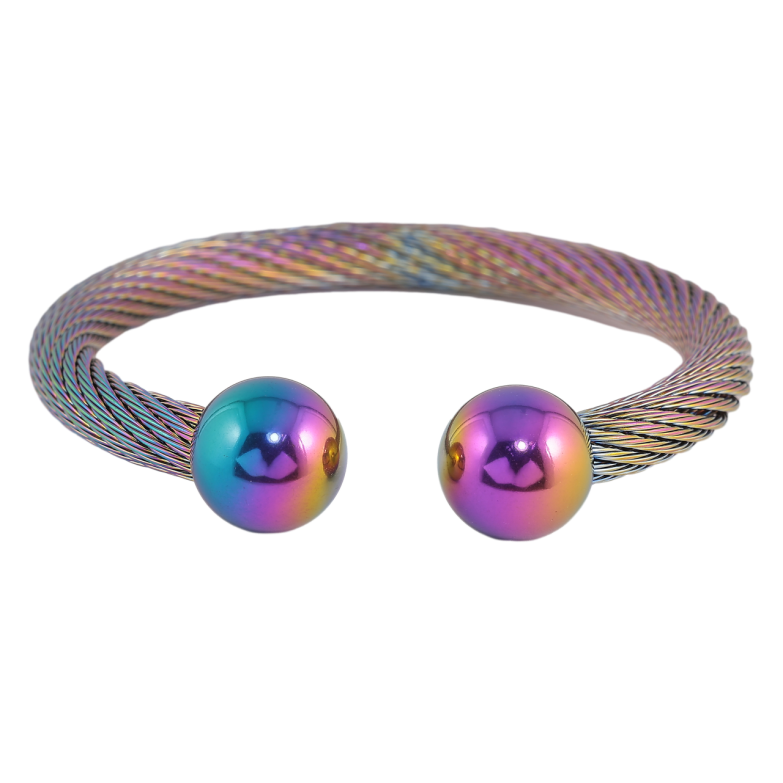 Браслет Xuping ТТМ Stainless Steel колір Хамелеон Жорсткий трос з кульками ø 5,5см фото №1