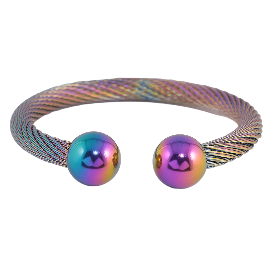 Браслет Xuping ТТМ Stainless Steel колір Хамелеон Жорсткий трос з кульками ø 5,5см фото №1