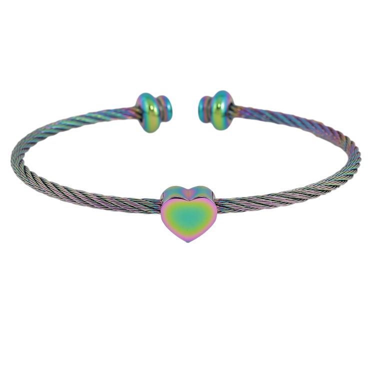 Браслет Xuping ТТМ Stainless Steel колір Хамелеон Жорсткий трос з серцем ø 5,7см фото №22
