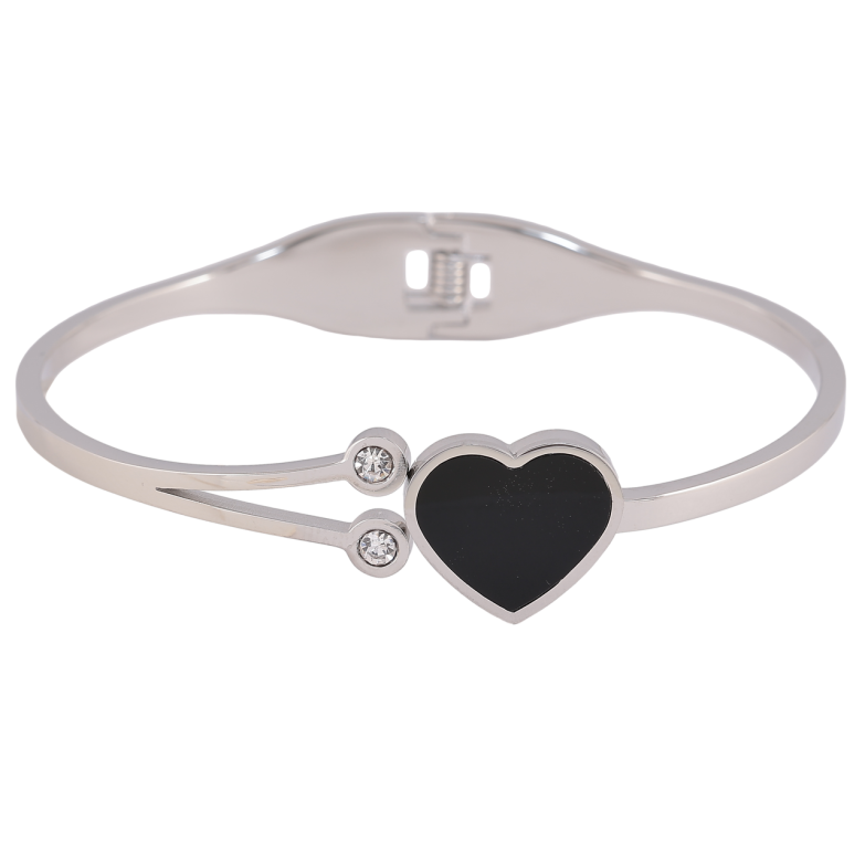 Браслет Xuping ТТМ Stainless Steel колір Родій Чорне серце ø 6см фото №1