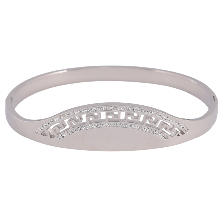 Браслет Xuping ТТМ Stainless Steel колір Родій Різний візерунок з кристалами ø 6см фото №1