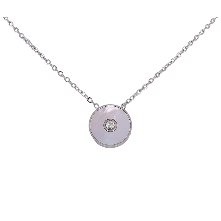 Підвіска на ланцюжку Xuping ТТМ Stainless Steel колір Родій Коло з перламутровою вставкою довжина 46-51см х 1.5мм фото №22