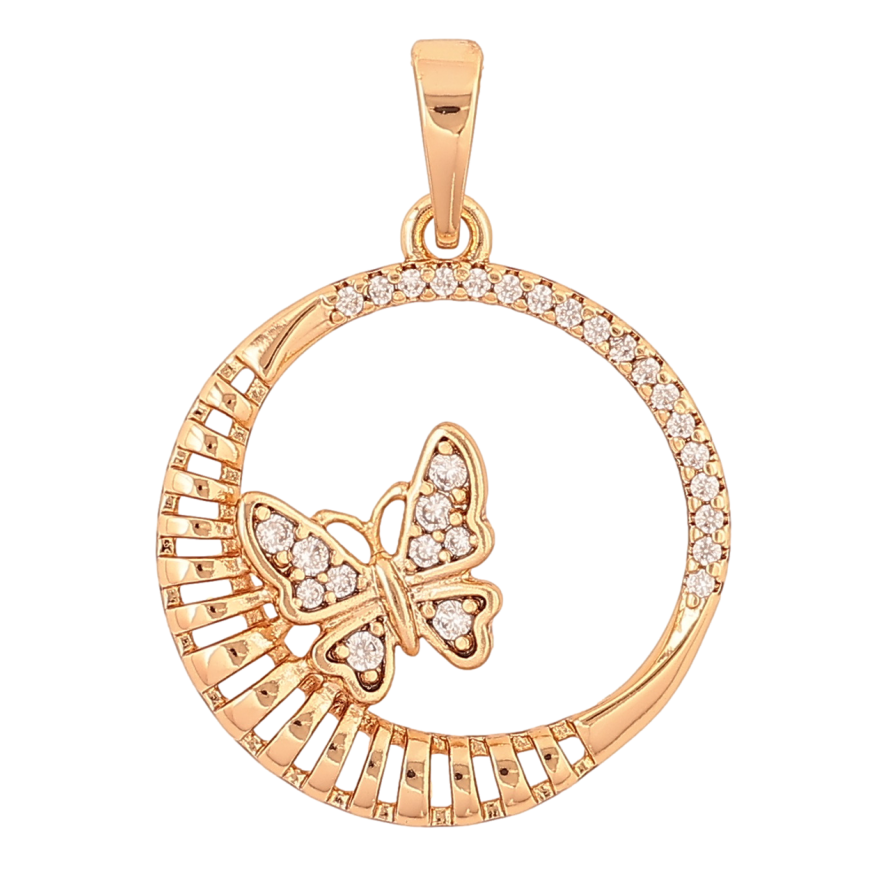 Кулон Xuping цвет Позолота 18K Бабочка в колечке для цепочки до 6мм фото №1