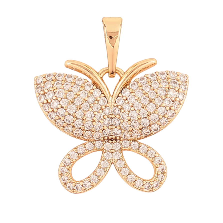 Кулон Xuping цвет Позолота 18K Бабочка с инкрустацией кристаллами для цепочки до 6мм фото №1