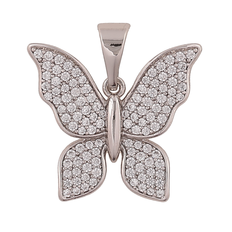 Кулон Xuping Цвет Родий Бабочка с инкрустацией кристаллами для цепочки до 7мм фото №1