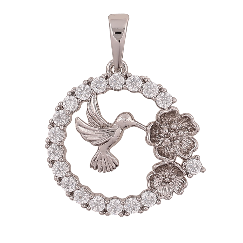 Кулон Xuping Цвет Родий Колибри в кристальном колечке для цепочки до 6мм фото №1