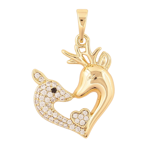 Кулон Xuping Цвет Позолота 14K Влюбленные олени для цепочки до 6мм фото №1