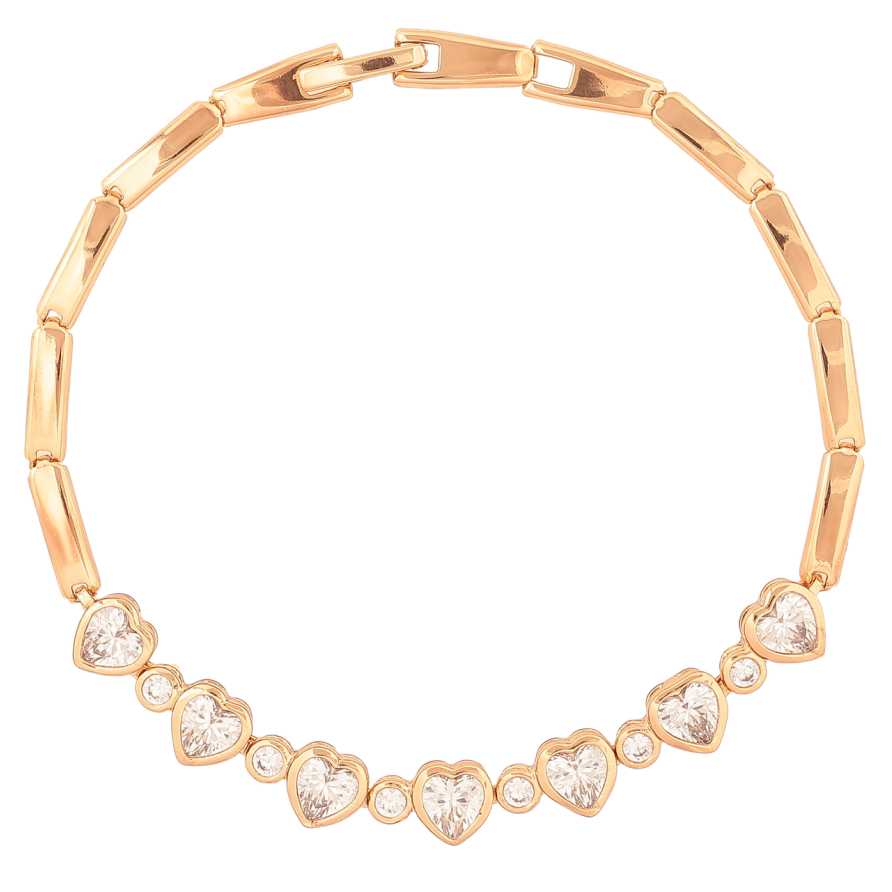 Браслет Xuping Цвет Позолота 18K Кристальные сердечки размер 19.5см х 3-7мм фото №1 Браслет Xuping Цвет Позолота 18K Кристальные сердечки размер 19.5см х 3-7мм фото №1