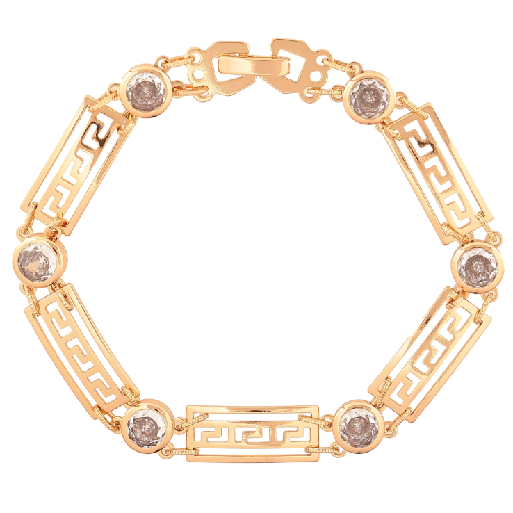 Браслет Xuping Цвет Позолота 18K Греческий орнамент с кристаллами размер 20см х 8мм фото №16 Браслет Xuping Цвет Позолота 18K Греческий орнамент с кристаллами размер 20см х 8мм фото №16