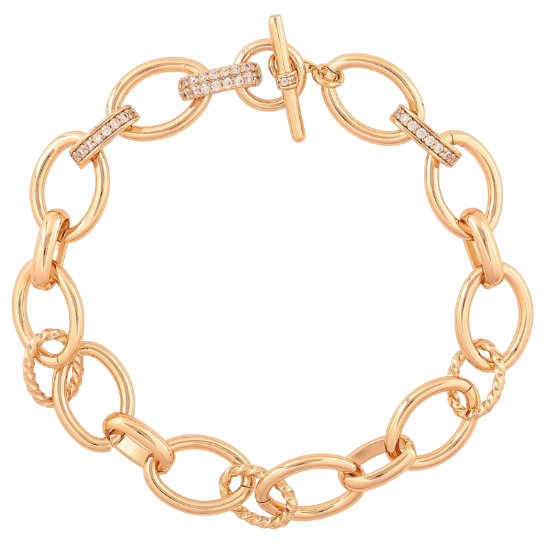 Браслет Xuping Колір Позолота 18K Ланцюжок Фантазійний з кристалами розмір 19см х 2-10мм фото №1