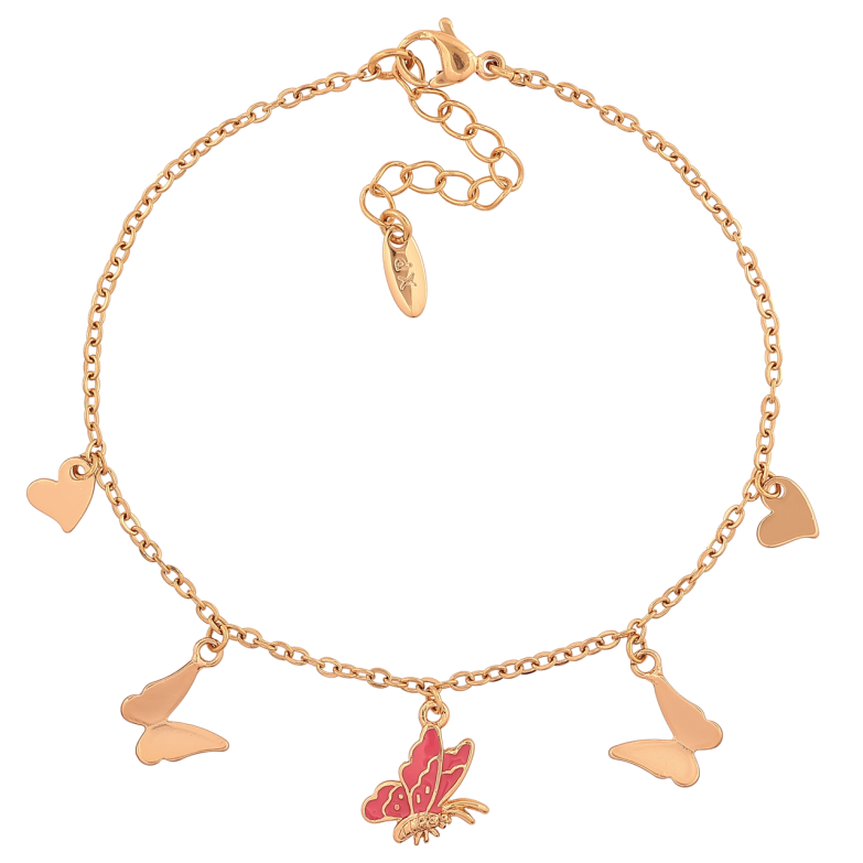 Браслет Xuping Колір Позолота 18K Ланцюжок з підвісками метелики розмір з додатковим ланцюжком 17,5-21 см х 1,5 мм фото №1 Браслет Xuping Колір Позолота 18K Ланцюжок з підвісками метелики розмір з додатковим ланцюжком 17,5-21 см х 1,5 мм фото №1