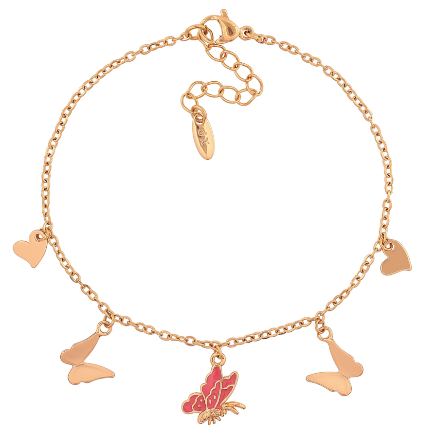 Браслет Xuping Колір Позолота 18K Ланцюжок з підвісками метелики розмір з додатковим ланцюжком 17,5-21 см х 1,5 мм фото №1 Браслет Xuping Колір Позолота 18K Ланцюжок з підвісками метелики розмір з додатковим ланцюжком 17,5-21 см х 1,5 мм фото №1