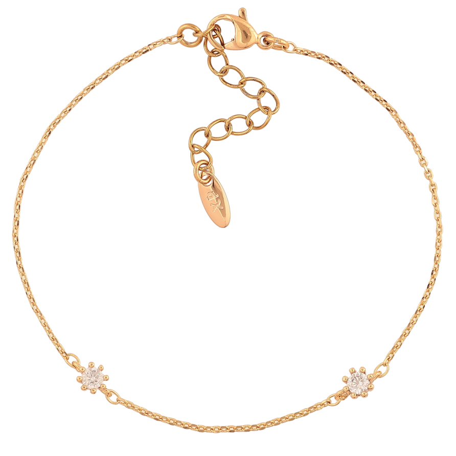 Браслет Xuping Цвет Позолота 18K Цепочка с кристальными вставками размер с доп. цепочкой 17-20.5см х 1мм фото №1 Браслет Xuping Цвет Позолота 18K Цепочка с кристальными вставками размер с доп. цепочкой 17-20.5см х 1мм фото №1