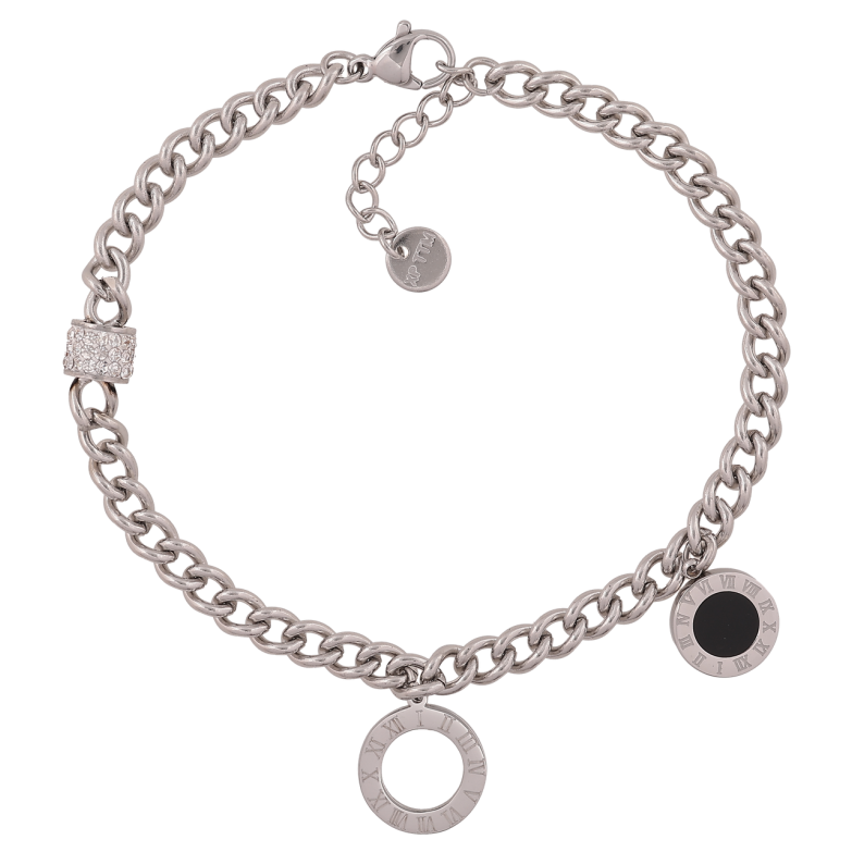 Браслет Xuping ТТМ Stainless Steel цвет Родий Цепочка с подвесками длинна с доп. цеп.18.5-21см х 4мм фото №1 Браслет Xuping ТТМ Stainless Steel цвет Родий Цепочка с подвесками длинна с доп. цеп.18.5-21см х 4мм фото №1