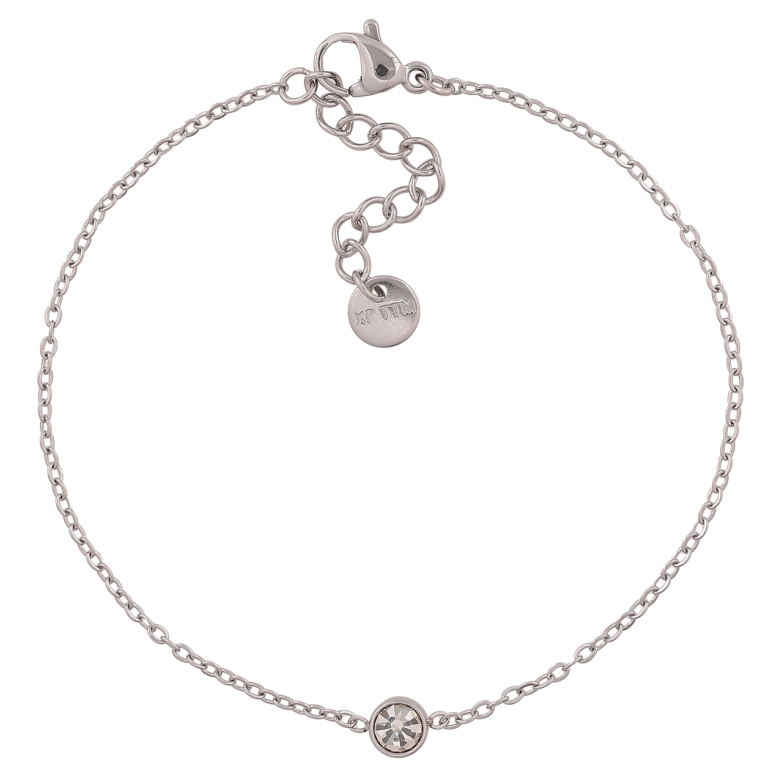 Браслет Xuping ТТМ Stainless Steel колір Родій Ланцюжок з кристалом довжина з додатковим ланцюжком 17,5-20,5 см х 1,5 мм фото №1