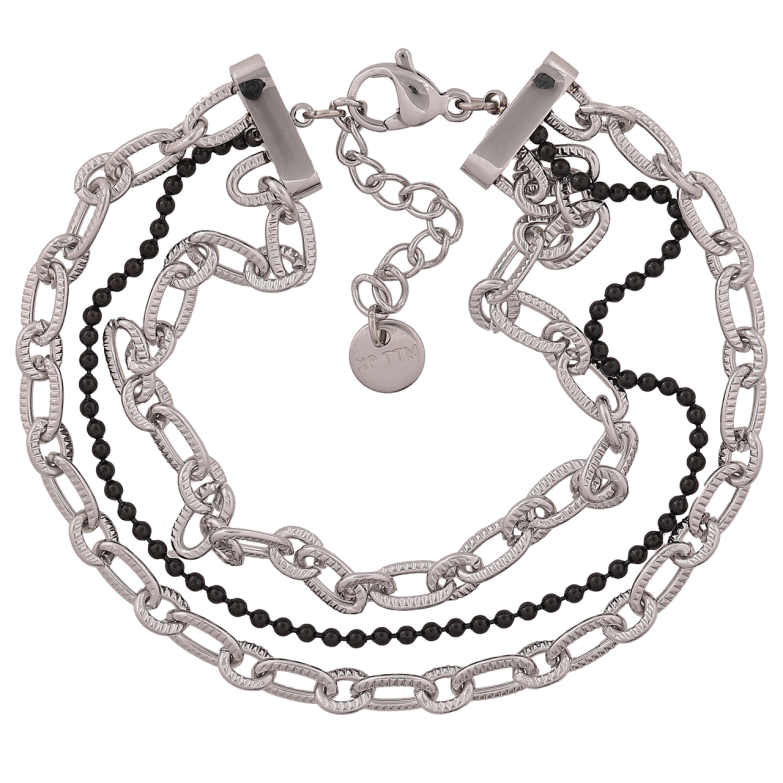 Браслет Xuping ТТМ Stainless Steel колір Родій Три ланцюжки довжина з додатковим ланцюжком 17-20 см х 10 мм фото №1