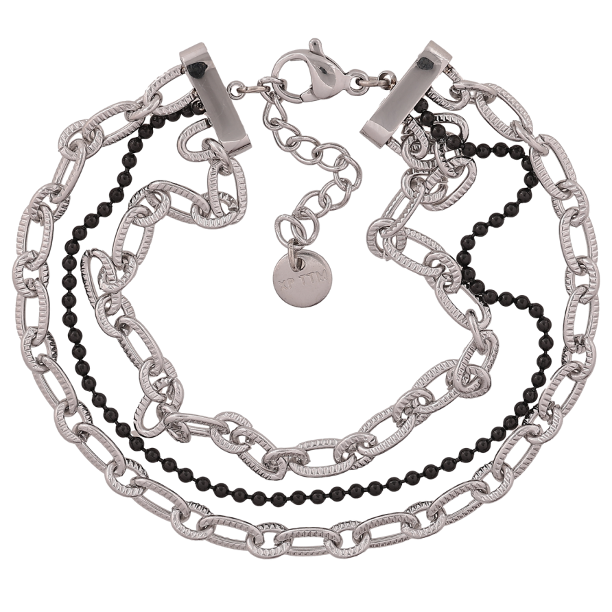 Браслет Xuping ТТМ Stainless Steel цвет Родий Три цепочки длинна с доп. цеп.17-20см х 10мм фото №1 Браслет Xuping ТТМ Stainless Steel цвет Родий Три цепочки длинна с доп. цеп.17-20см х 10мм фото №1