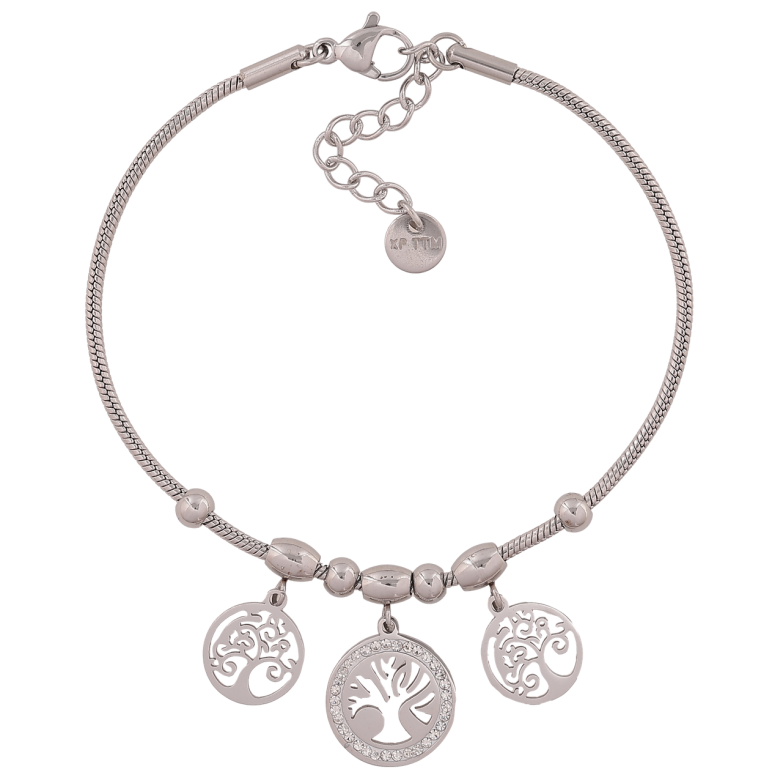 Браслет Xuping ТТМ Stainless Steel цвет Родий Цепочка с подвесками длинна с доп. цеп.17-20см х 2мм фото №1 Браслет Xuping ТТМ Stainless Steel цвет Родий Цепочка с подвесками длинна с доп. цеп.17-20см х 2мм фото №1