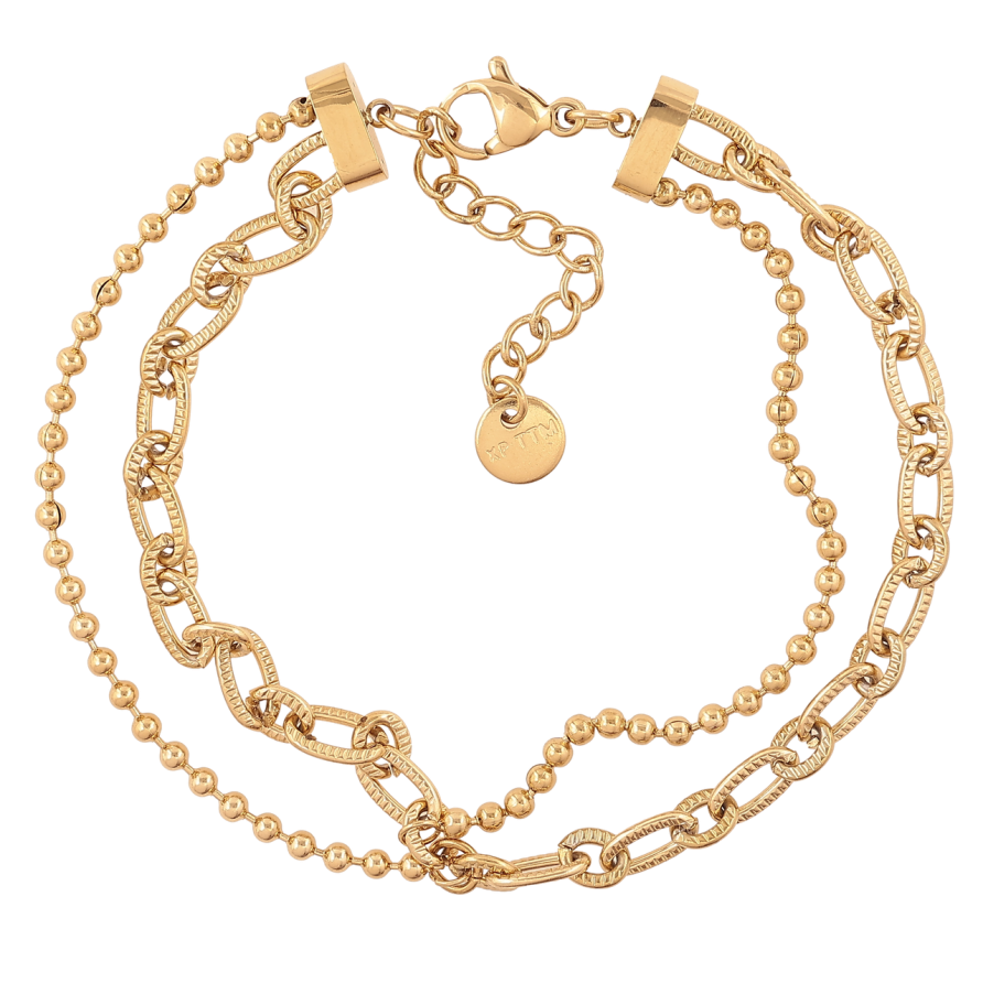 Браслет Xuping ТТМ Stainless Steel колір 14К Два ланцюжки довжина з додатковим ланцюжком 17-20 см х 2-4 мм фото №1 Браслет Xuping ТТМ Stainless Steel колір 14К Два ланцюжки довжина з додатковим ланцюжком 17-20 см х 2-4 мм фото №1