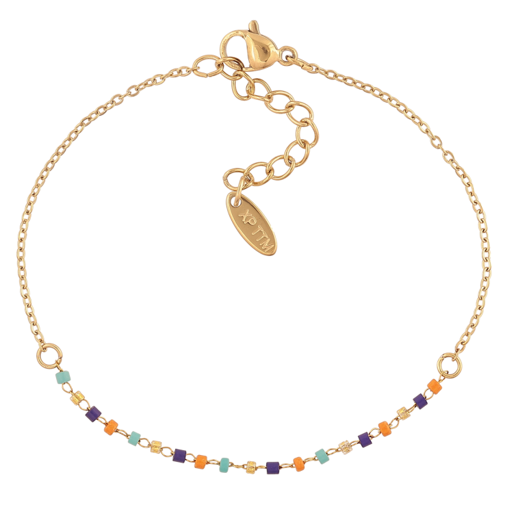 Браслет Xuping ТТМ Stainless Steel цвет 14К Цепочка с цветными бусинами длинна с доп. цеп.18-21.5см х 1.5мм фото №9 Браслет Xuping ТТМ Stainless Steel цвет 14К Цепочка с цветными бусинами длинна с доп. цеп.18-21.5см х 1.5мм фото №9