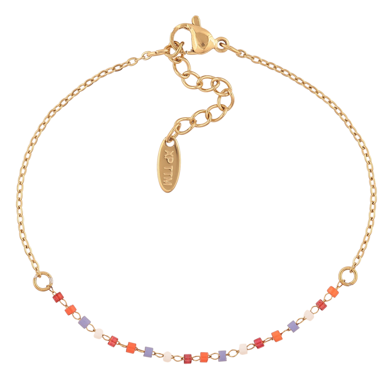 Браслет Xuping ТТМ Stainless Steel колір 14К Ланцюжок з кольоровими намистинами довжина з додатковим ланцюжком 18-21,5 см х 1,5 фото №1