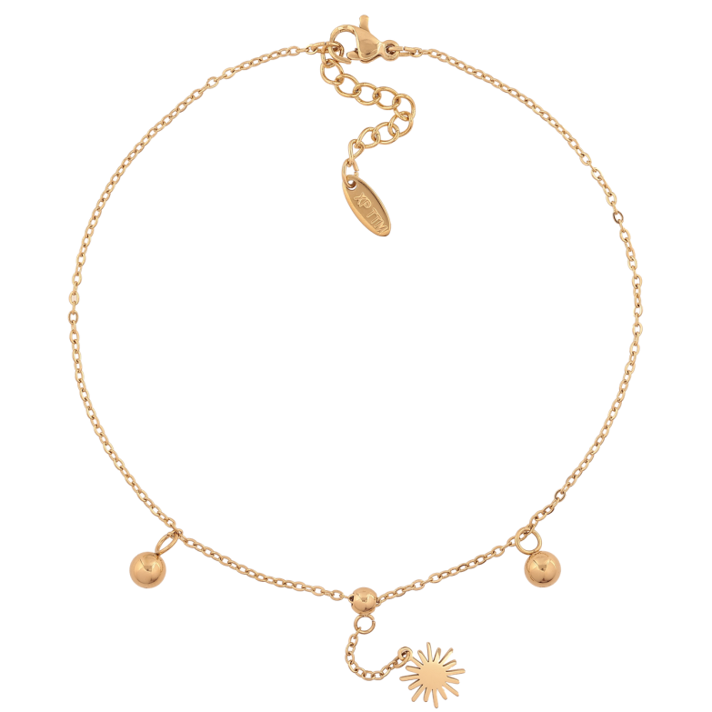 Браслет Xuping ТТМ Stainless Steel колір 14К (на ногу) Ланцюжок з намистинами довжина 24-27см х 1.5мм фото №1