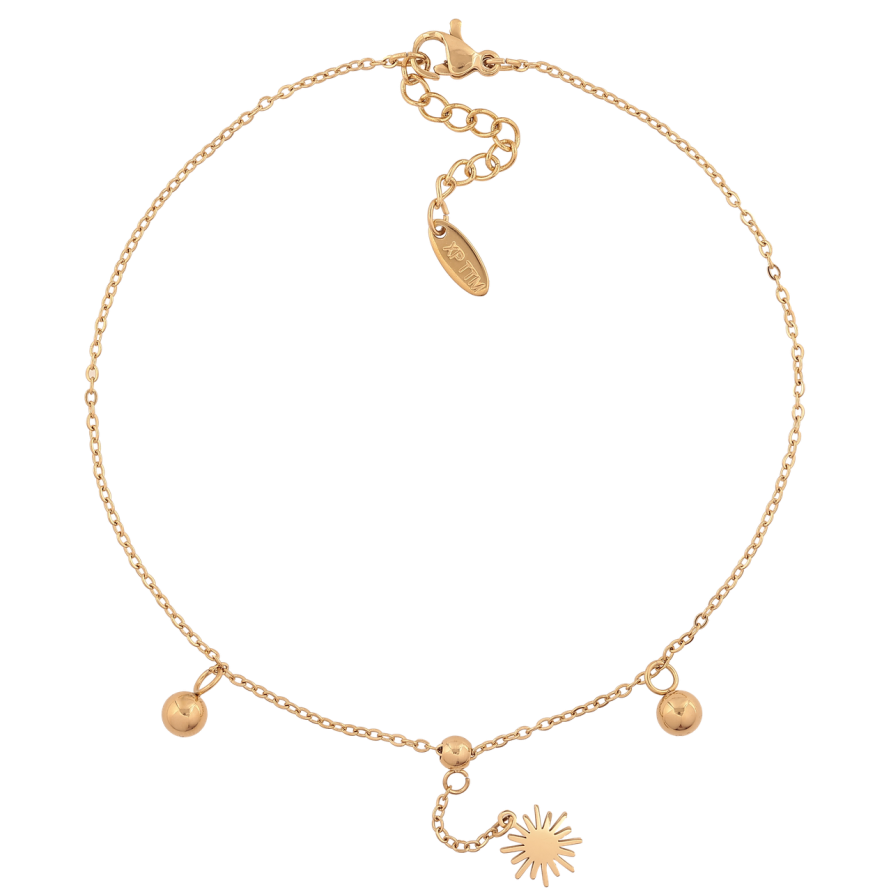 Браслет Xuping ТТМ Stainless Steel цвет 14К (на ногу) Цепочка с бусинами длинна 24-27см х 1.5мм фото №1 Браслет Xuping ТТМ Stainless Steel цвет 14К (на ногу) Цепочка с бусинами длинна 24-27см х 1.5мм фото №1