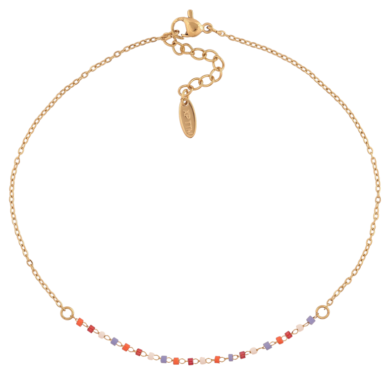 Браслет Xuping ТТМ Stainless Steel цвет 14К (на ногу) Цепочка с цветными бусинами длинна 27-30см х 1.5мм фото №1