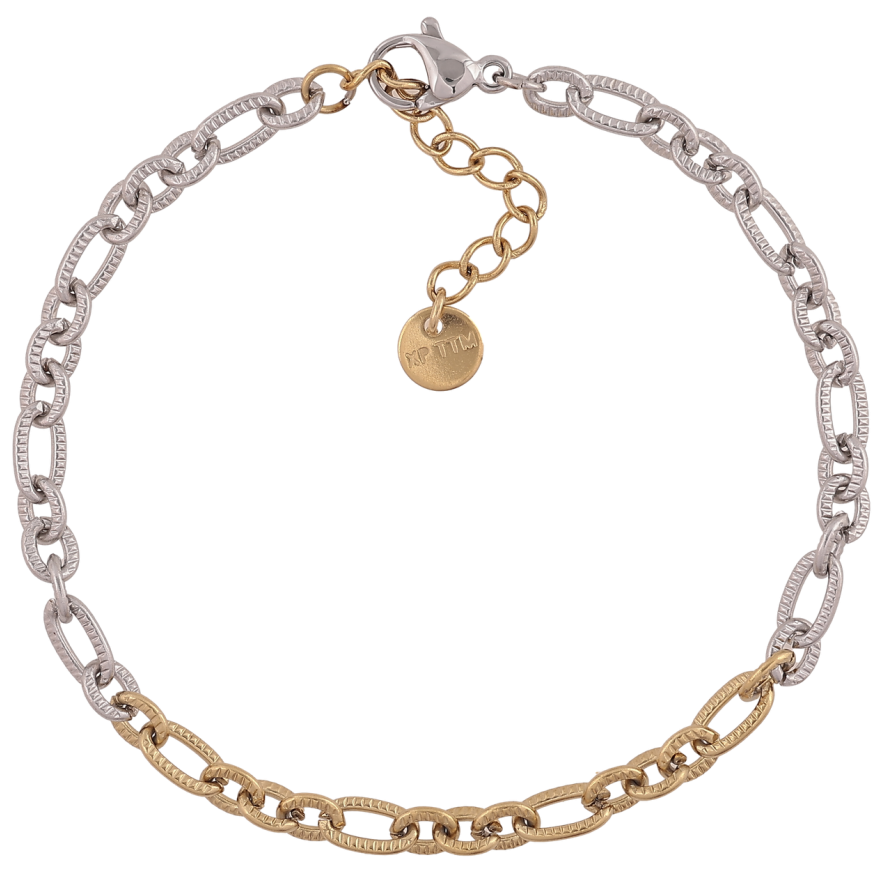 Браслет Xuping ТТМ Stainless Steel цвет 14К+Родий Цепочка Фантазийная длинна с доп. цеп.18-21см х 4мм фото №1 Браслет Xuping ТТМ Stainless Steel цвет 14К+Родий Цепочка Фантазийная длинна с доп. цеп.18-21см х 4мм фото №1