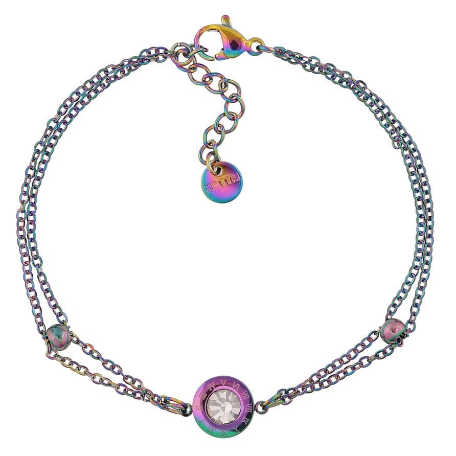 Браслет Xuping ТТМ Stainless Steel колір Хамелеон Подвійний ланцюжок з вставками довжина 17,5-20,5 см х 1,5-9 мм фото №1 Браслет Xuping ТТМ Stainless Steel колір Хамелеон Подвійний ланцюжок з вставками довжина 17,5-20,5 см х 1,5-9 мм фото №1