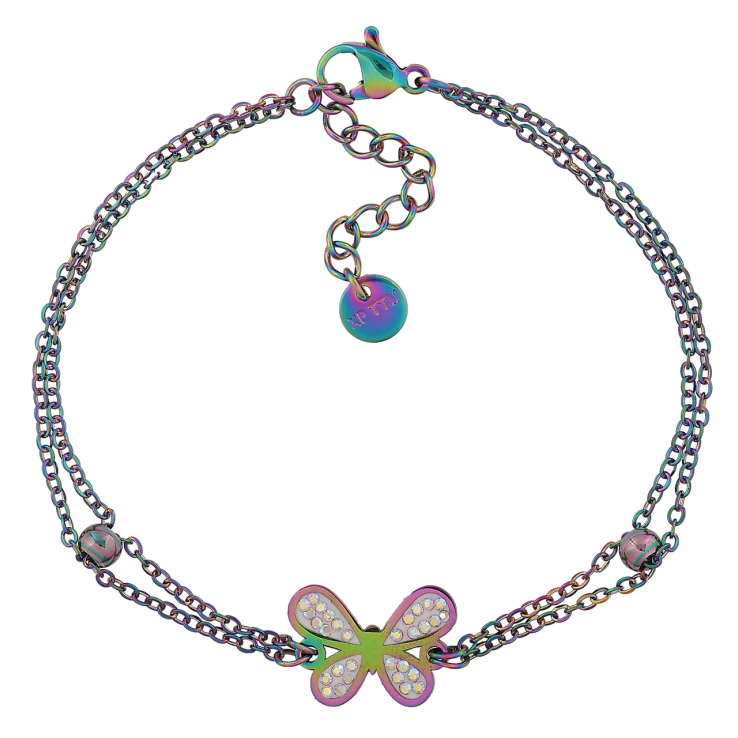 Браслет Xuping ТТМ Stainless Steel цвет Хамелеон Двойная цепочка с бабочкой длинна 17.5-20.5см х 1.5-11мм фото №16 Браслет Xuping ТТМ Stainless Steel цвет Хамелеон Двойная цепочка с бабочкой длинна 17.5-20.5см х 1.5-11мм фото №16