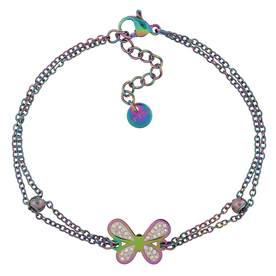 Браслет Xuping ТТМ Stainless Steel цвет Хамелеон Двойная цепочка с бабочкой длинна 17.5-20.5см х 1.5-11мм фото №1 Браслет Xuping ТТМ Stainless Steel цвет Хамелеон Двойная цепочка с бабочкой длинна 17.5-20.5см х 1.5-11мм фото №1