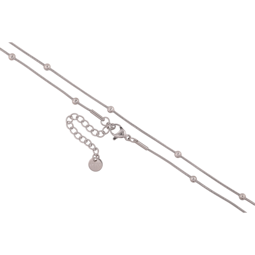 Цепочка Xuping ТТМ Stainless Steel цвет Родий Плетение Ювелирный шнур с бусинами длина 45-50см х 1-3мм фото №1