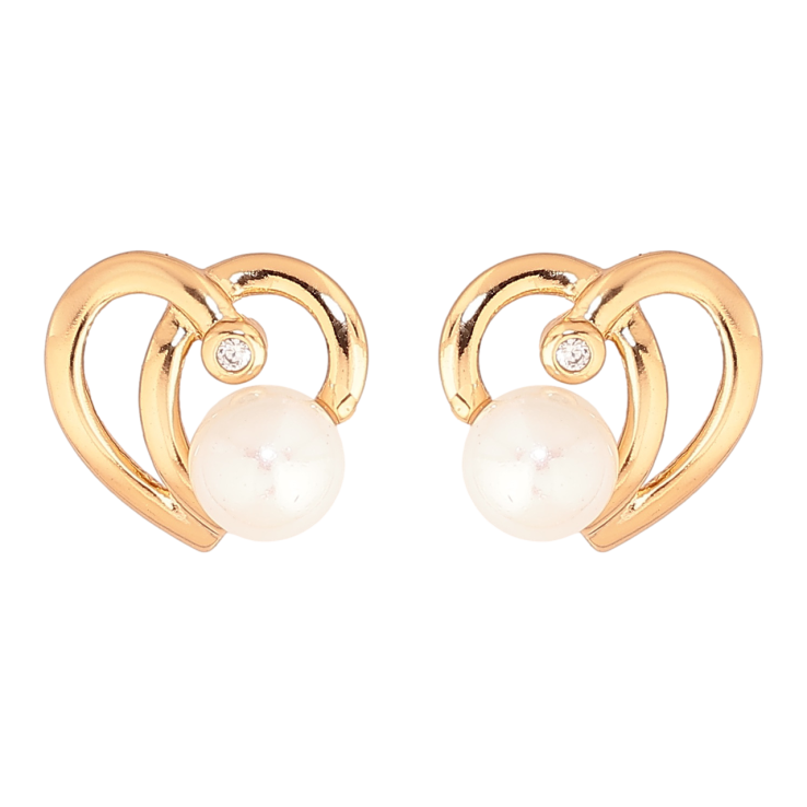 Сережки Xuping Колір Позолота 18K пусети Сердечка з перлинами фото №21