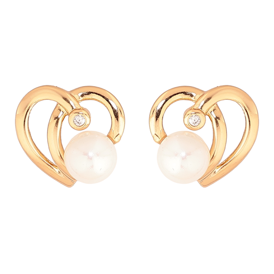 Сережки Xuping Колір Позолота 18K пусети Сердечка з перлинами фото №1