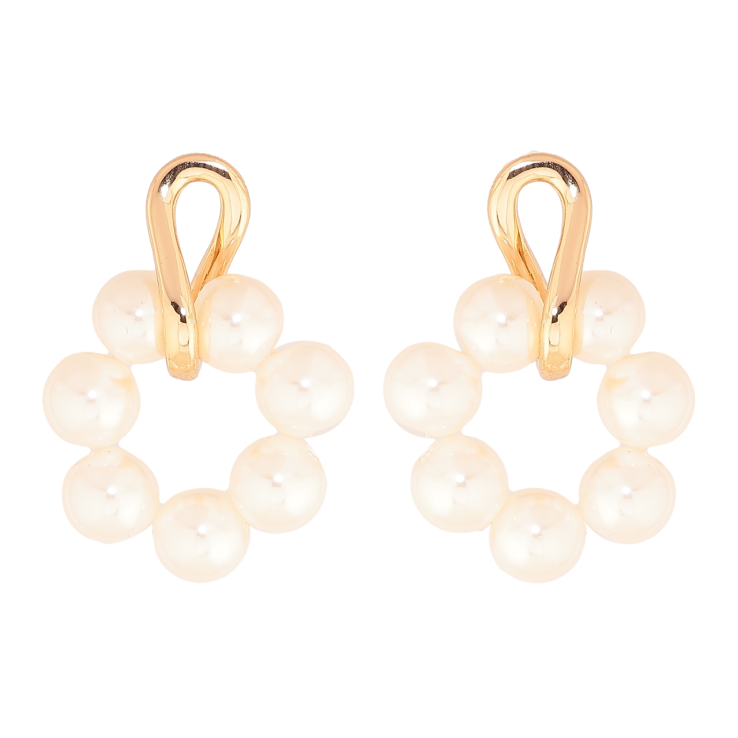 Серьги Xuping Цвет Позолота 18K пусеты Жемчужные колечки фото №7