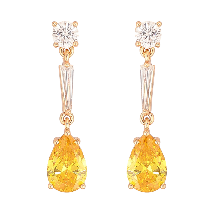 Сережки Xuping Колір Позолота 18K пусети Підвіски з жовтими кристалами фото №1