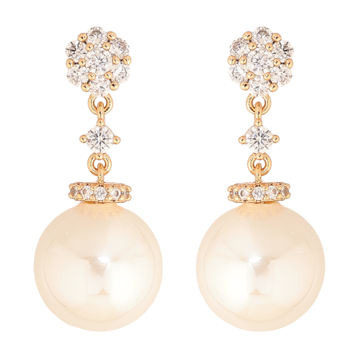 Серьги Xuping Цвет Позолота 18K пусеты Жемчужные подвески фото №5