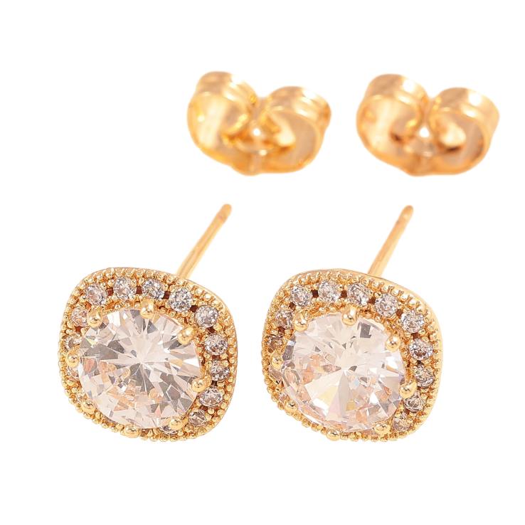 Сережки Xuping Колір Позолота 18K пусети Кристал в обрамленні дрібних 9х9мм фото №8