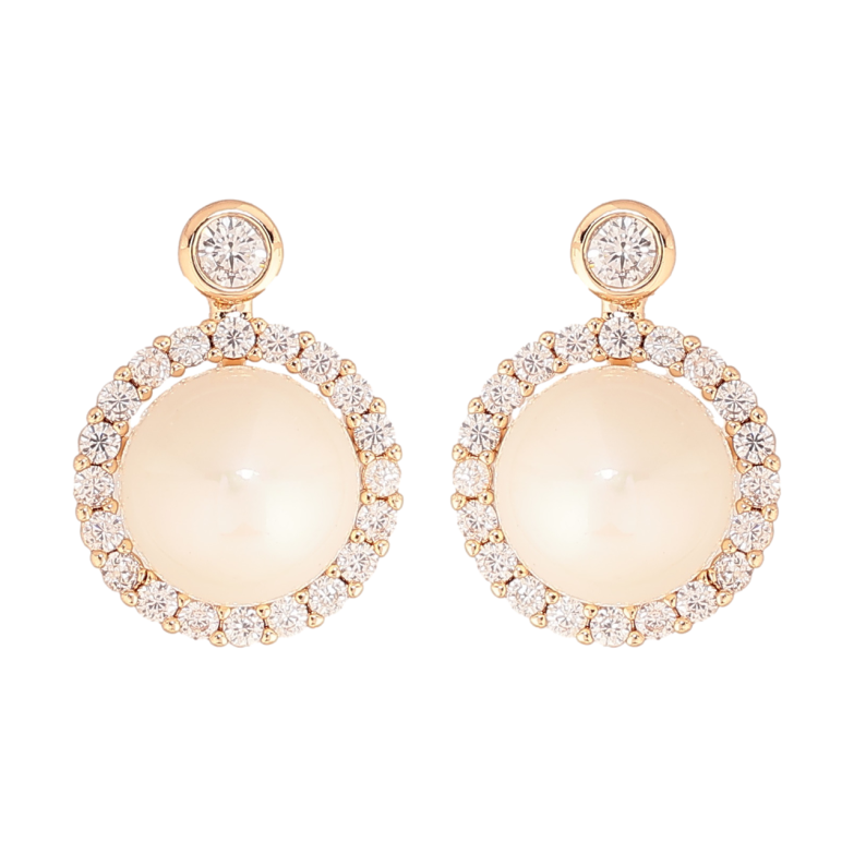 Сережки Xuping Колір Позолота 18K пусети Перлини в обрамленні кристалів фото №1