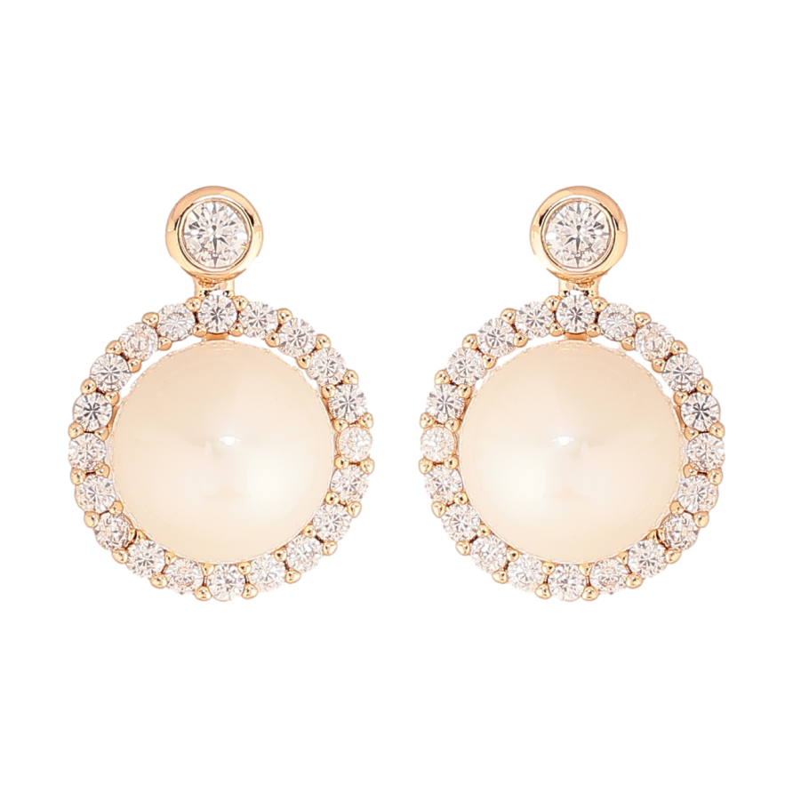 Сережки Xuping Колір Позолота 18K пусети Перлини в обрамленні кристалів фото №1